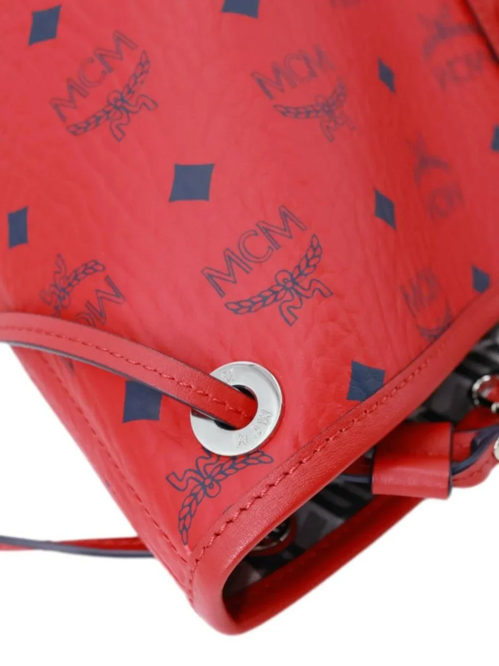 MCM Reversible Liz Large Visetos Canvas Shopper Tote Bag Red